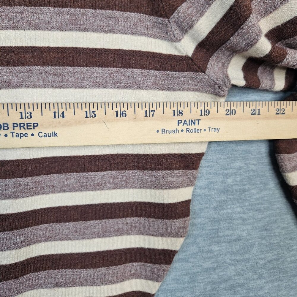 KERISMA Women's Brown ivory Striped Cropped Long Sleeve Sweater Size M/L - Picture 3 of 7